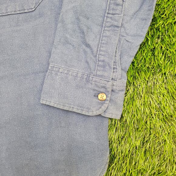 Vintage 80s Woolrich Flannel Button Shirt Womens Large 23x28 Blue Boyfriend - Picture 11 of 13